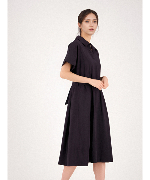 ACUD（アクド）の「Collar Neck Half Sleeve Dress _Black（ワンピース・レディース・ブラック・S/M）」の2枚目の写真