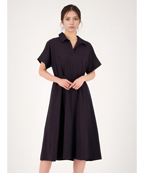 ACUD（アクド）の「Collar Neck Half Sleeve Dress _Black（ワンピース・レディース・ブラック・S/M）」の3枚目の写真