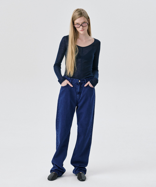 WNDERKAMMER(ブンダーカンマー)の「ストレートレッグデニムパンツ_ネイビー(その他パンツ・レディース・その他・S/M/XS)」の1枚目の写真