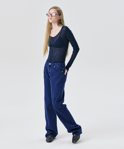 WNDERKAMMER(ブンダーカンマー)の「ストレートレッグデニムパンツ_ネイビー(その他パンツ・レディース・その他・S/M/XS)」の2枚目の写真