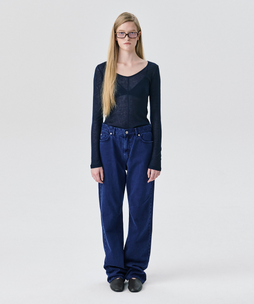 WNDERKAMMER(ブンダーカンマー)の「ストレートレッグデニムパンツ_ネイビー(その他パンツ・レディース・その他・S/M/XS)」の4枚目の写真