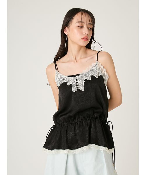 FRAY I.D（フレイアイディー）の「レーストリムキャミソール（キャミソール・レディース・ブルー/アイボリー/ブラック・F）」の2枚目の写真