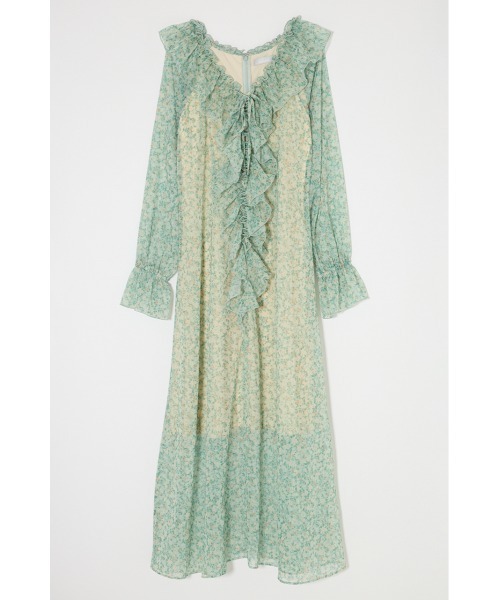 MOUSSY（マウジー）の「【26年SS新作】RUFFLE CHIFFON MAXI ドレス（ワンピース・レディース・ネイビー/グリーン系その他/アイボリー・2/1）」の4枚目の写真