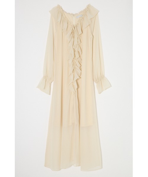 MOUSSY（マウジー）の「【26年SS新作】RUFFLE CHIFFON MAXI ドレス（ワンピース・レディース・ネイビー/グリーン系その他/アイボリー・2/1）」の5枚目の写真
