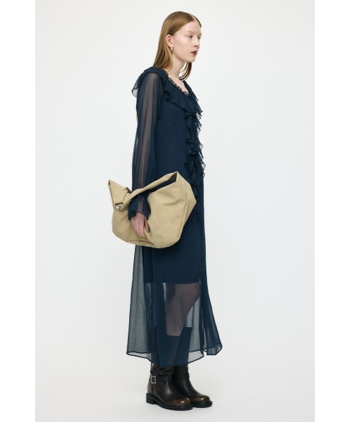 MOUSSY（マウジー）の「【26年SS新作】RUFFLE CHIFFON MAXI ドレス（ワンピース・レディース・ネイビー/グリーン系その他/アイボリー・2/1）」の11枚目の写真