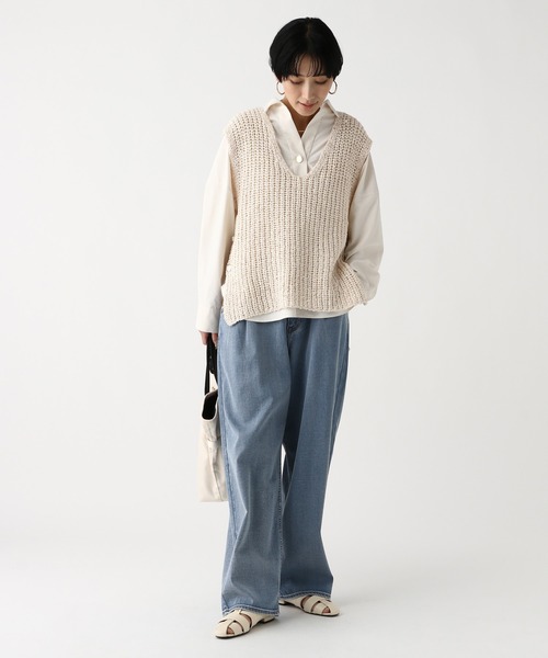 Elura（エルーラ）の「テープヤーンベスト/643325（ベスト・レディース・オフホワイト/ブラック・FREE）」の6枚目の写真