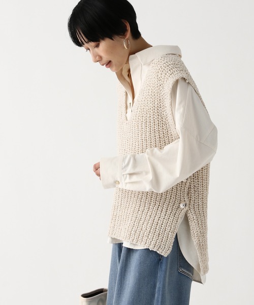 Elura（エルーラ）の「テープヤーンベスト/643325（ベスト・レディース・オフホワイト/ブラック・FREE）」の4枚目の写真