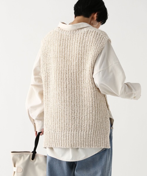 Elura（エルーラ）の「テープヤーンベスト/643325（ベスト・レディース・オフホワイト/ブラック・FREE）」の5枚目の写真