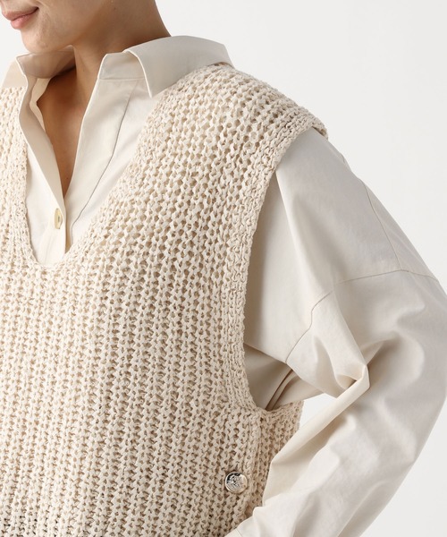 Elura（エルーラ）の「テープヤーンベスト/643325（ベスト・レディース・オフホワイト/ブラック・FREE）」の19枚目の写真