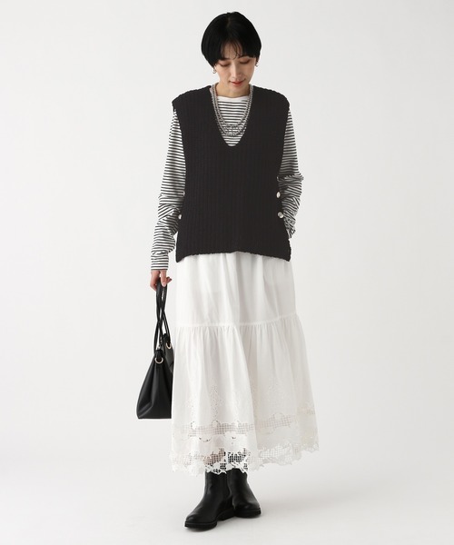 Elura（エルーラ）の「テープヤーンベスト/643325（ベスト・レディース・オフホワイト/ブラック・FREE）」の10枚目の写真