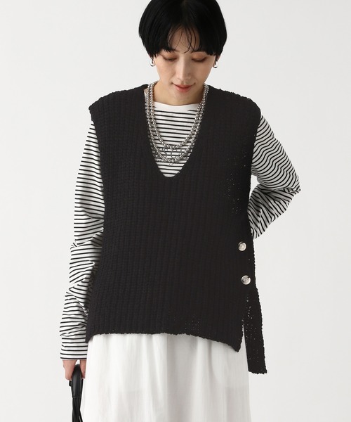 Elura（エルーラ）の「テープヤーンベスト/643325（ベスト・レディース・オフホワイト/ブラック・FREE）」の9枚目の写真