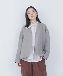 ADIEU TRISTESSE | リネングレンチェックジャケット(ノーカラージャケット)