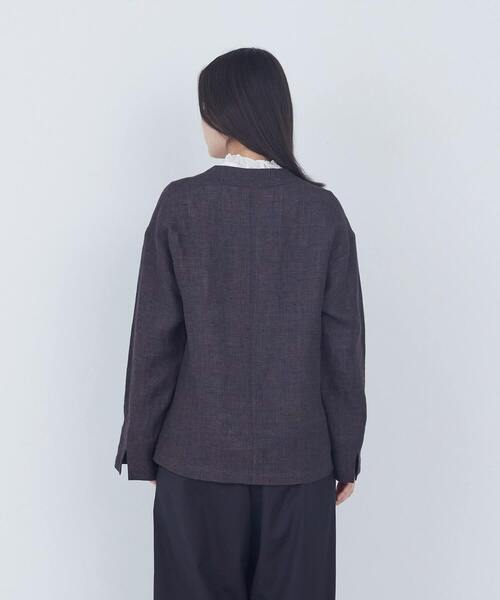 ADIEU TRISTESSE（アデュートリステス）の「リネングレンチェックジャケット（ノーカラージャケット・レディース・グレー系その他/ダークブラウン・38）」の18枚目の写真
