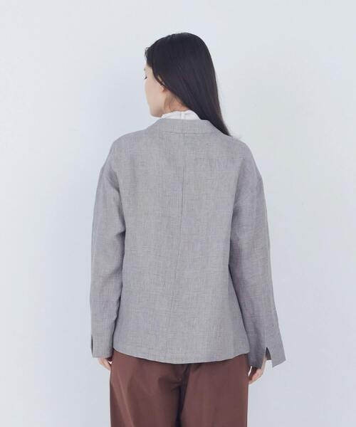 ADIEU TRISTESSE（アデュートリステス）の「リネングレンチェックジャケット（ノーカラージャケット・レディース・グレー系その他/ダークブラウン・38）」の11枚目の写真