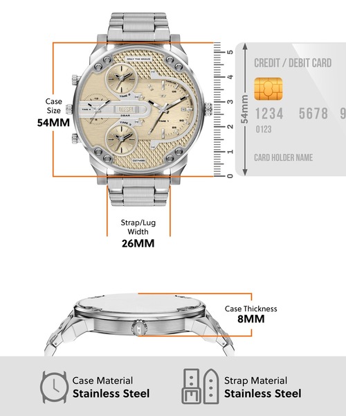 DIESEL(ディーゼル)の「ディーゼル 腕時計 メンズ アナログ ステンレス DZ7495(アナログ腕時計・メンズ・シルバー・FREE)」の5枚目の写真
