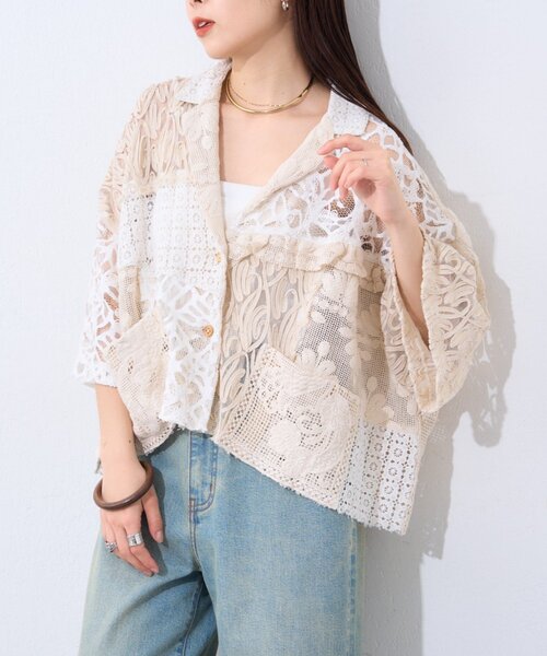 etsinta（エシンタ）の「【etsinta/エシンタ】レースパッチワークシャツINDIA（シャツ/ブラウス・レディース・アイボリー・ONE SIZE）」の17枚目の写真