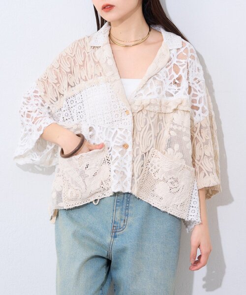 etsinta（エシンタ）の「【etsinta/エシンタ】レースパッチワークシャツINDIA（シャツ/ブラウス・レディース・アイボリー・ONE SIZE）」の18枚目の写真