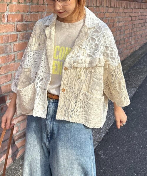 etsinta（エシンタ）の「【etsinta/エシンタ】レースパッチワークシャツINDIA（シャツ/ブラウス・レディース・アイボリー・ONE SIZE）」の10枚目の写真