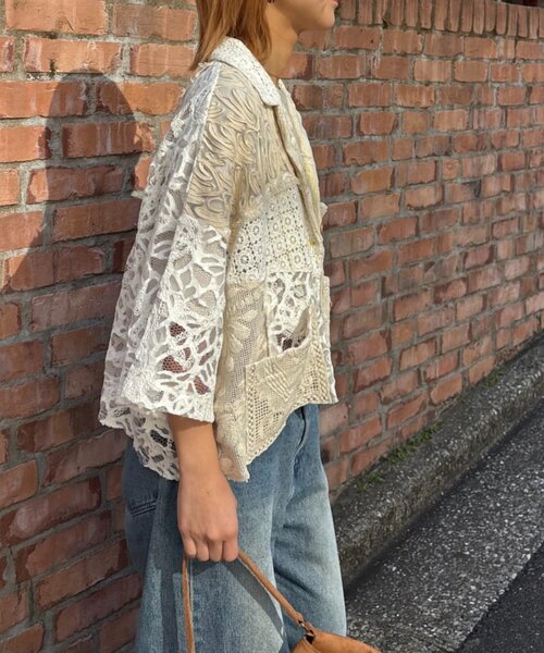 etsinta（エシンタ）の「【etsinta/エシンタ】レースパッチワークシャツINDIA（シャツ/ブラウス・レディース・アイボリー・ONE SIZE）」の7枚目の写真