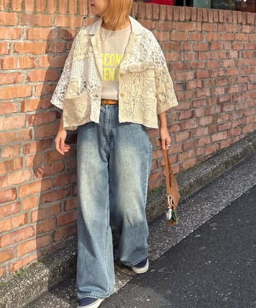 etsinta（エシンタ）の「【etsinta/エシンタ】レースパッチワークシャツINDIA（シャツ/ブラウス・レディース・アイボリー・ONE SIZE）」の3枚目の写真