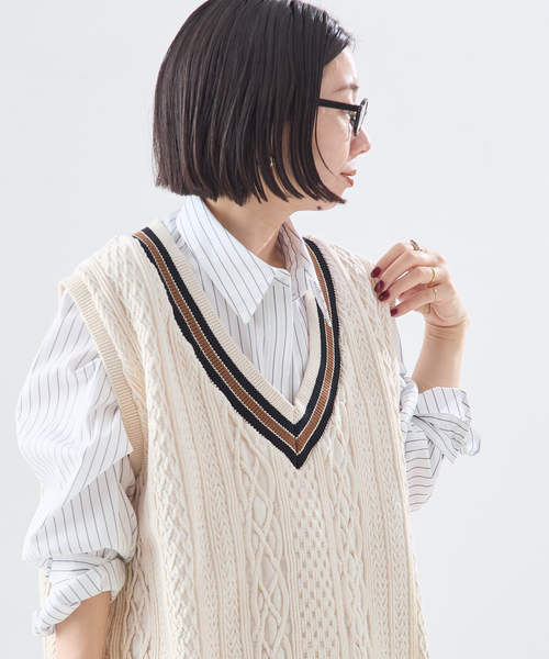 journal standard L'essage（ジャーナルスタンダードレサージュ）の「《追加》別注【ILL ONE EIGHTY/イル ワンエイティ】TILDEN VEST：ベスト（ベスト・レディース・ブラウン/グリーン/ブラック・MEDIUM）」の7枚目の写真