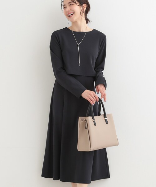 SHOO・LA・RUE（シューラルー）の「【S-LL】コーデに迷わずきちんと決まる セットアップ風ワンピース（ワンピース・レディース・グレー/ネイビー・01/02/03/04）」の2枚目の写真