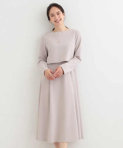 SHOO・LA・RUE（シューラルー）の「【S-LL】コーデに迷わずきちんと決まる セットアップ風ワンピース（ワンピース・レディース・グレー/ネイビー・01/02/03/04）」の3枚目の写真