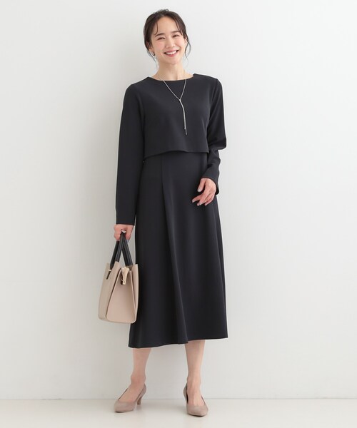 SHOO・LA・RUE（シューラルー）の「【S-LL】コーデに迷わずきちんと決まる セットアップ風ワンピース（ワンピース・レディース・グレー/ネイビー・01/02/03/04）」の9枚目の写真