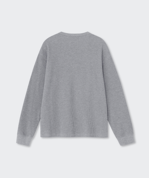 MUSINSA STANDARD（ムシンサスタンダード）の「ワッフルヘンリーネック長袖Tシャツ[ミディアムグレー]（Tシャツ/カットソー・メンズ・その他・SMALL/MEDIUM/LARGE/X-LARGE/2XL/3XL）」の4枚目の写真
