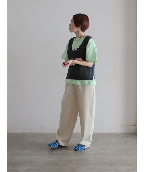 FIL DE FER（フィルデフェール）の「【予約】リヨセルコットンコード　ゆるカーブパンツ（その他パンツ・レディース・ベージュ/チャコールグレー・FREE）」の14枚目の写真