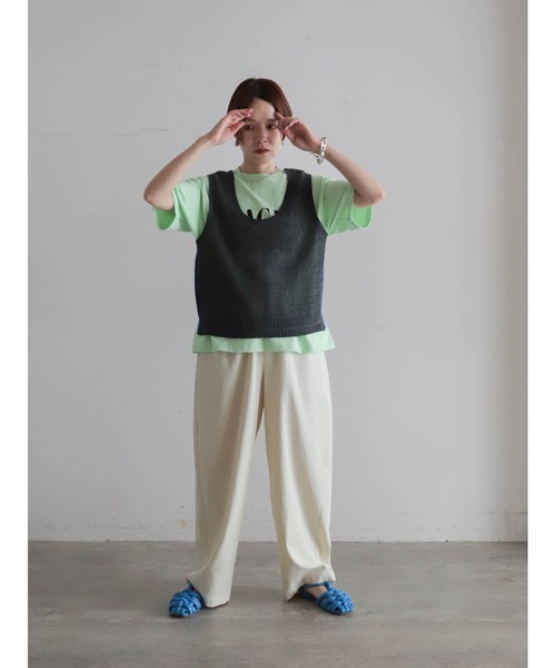 FIL DE FER（フィルデフェール）の「【予約】リヨセルコットンコード　ゆるカーブパンツ（その他パンツ・レディース・ベージュ/チャコールグレー・FREE）」の15枚目の写真