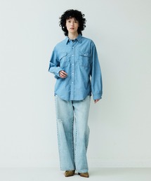 DENIM DELIGHT DAYS （デニム デライト デイズ）の「【DENIM DELIGHT DAYS】シャンブレーピンストライプロングスリーブワークシャツ（シャツ/ブラウス）」