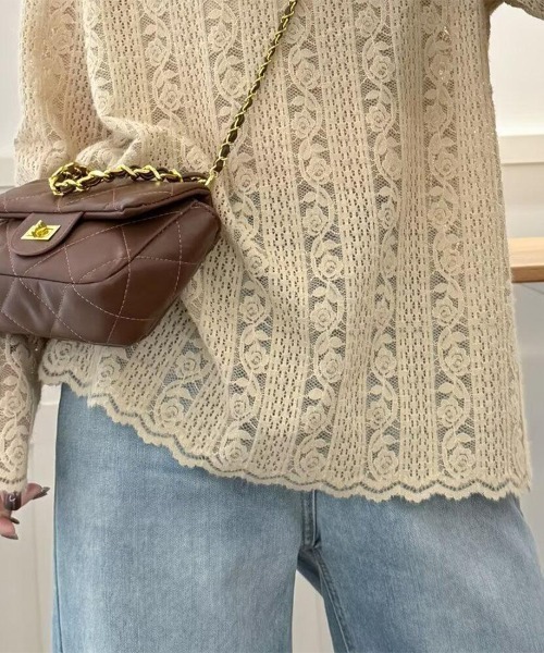 Flugge（フラッジー）の「フラワーレース長袖トップス（その他トップス・レディース・ベージュ/ホワイト・MEDIUM/LARGE）」の3枚目の写真