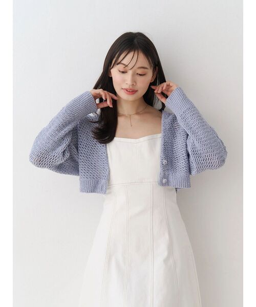 MERCURYDUO(マーキュリーデュオ)の「クリアボタン使いボレロ(カーディガン/ボレロ・レディース・オフホワイト/ブラック/ブルー・FREE)」の6枚目の写真