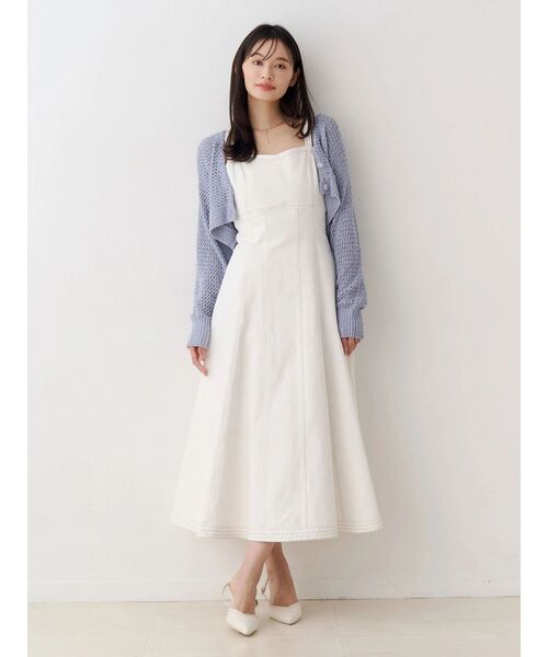 MERCURYDUO(マーキュリーデュオ)の「クリアボタン使いボレロ(カーディガン/ボレロ・レディース・オフホワイト/ブラック/ブルー・FREE)」の7枚目の写真