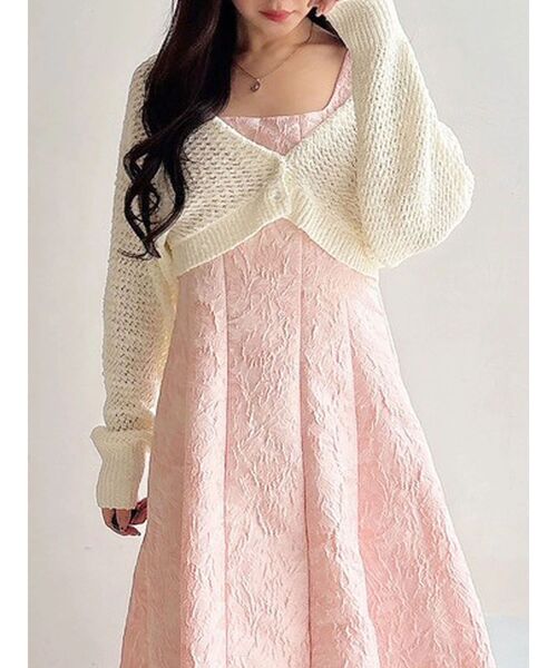 MERCURYDUO(マーキュリーデュオ)の「クリアボタン使いボレロ(カーディガン/ボレロ・レディース・オフホワイト/ブラック/ブルー・FREE)」の8枚目の写真