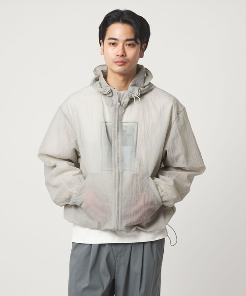 green label relaxing(グリーンレーベルリラクシング)の「シアー リップ ジップ パーカー(ブルゾン・メンズ・ライトグレー/ブラック・L/M/XL)」の7枚目の写真