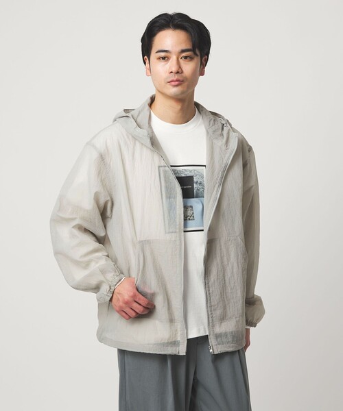 green label relaxing(グリーンレーベルリラクシング)の「シアー リップ ジップ パーカー(ブルゾン・メンズ・ライトグレー/ブラック・L/M/XL)」の9枚目の写真