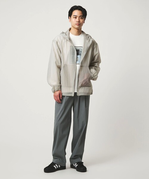 green label relaxing(グリーンレーベルリラクシング)の「シアー リップ ジップ パーカー(ブルゾン・メンズ・ライトグレー/ブラック・L/M/XL)」の10枚目の写真