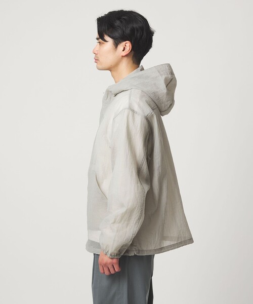 green label relaxing(グリーンレーベルリラクシング)の「シアー リップ ジップ パーカー(ブルゾン・メンズ・ライトグレー/ブラック・L/M/XL)」の14枚目の写真