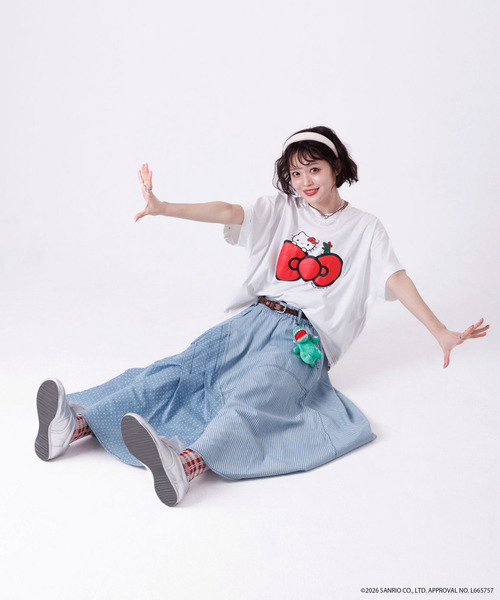 DOUBLE NAME（ダブルネーム）の「【m:rex】ハローキティコラボ リボンモチーフTEE（Tシャツ/カットソー・レディース・オフホワイト/ブラック・FREE）」の14枚目の写真