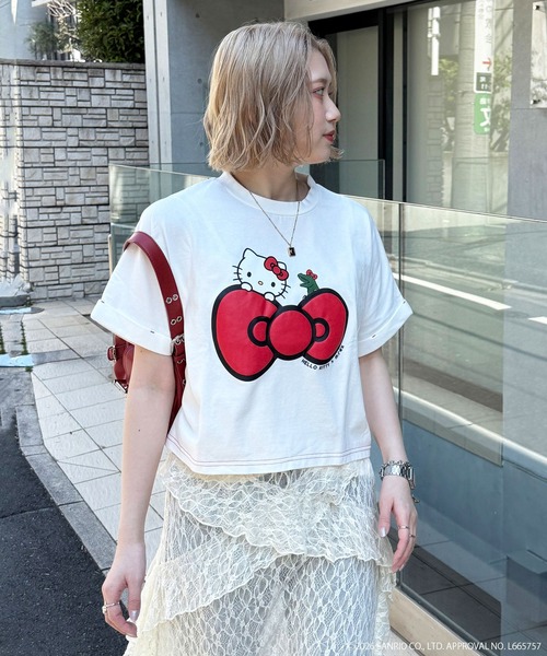 m:rex】ハローキティコラボ リボンモチーフTEE（Tシャツ/カットソー