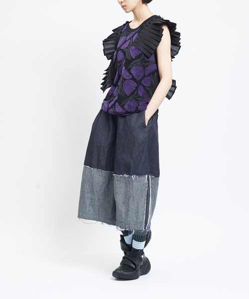 gomme(ゴム)の「切替デニムパンツ(デニムパンツ・レディース・ブラック/インディゴブルー・MEDIUM)」の4枚目の写真