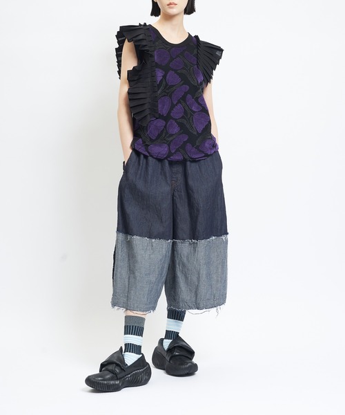 gomme(ゴム)の「切替デニムパンツ(デニムパンツ・レディース・ブラック/インディゴブルー・MEDIUM)」の3枚目の写真