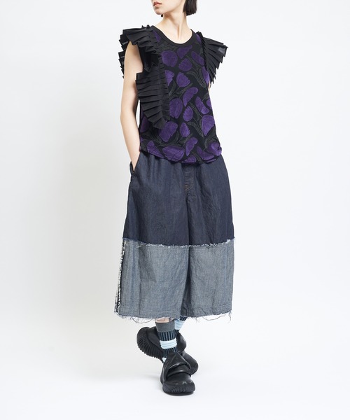 gomme(ゴム)の「切替デニムパンツ(デニムパンツ・レディース・ブラック/インディゴブルー・MEDIUM)」の5枚目の写真