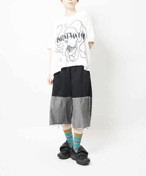 gomme(ゴム)の「切替デニムパンツ(デニムパンツ・レディース・ブラック/インディゴブルー・MEDIUM)」の6枚目の写真