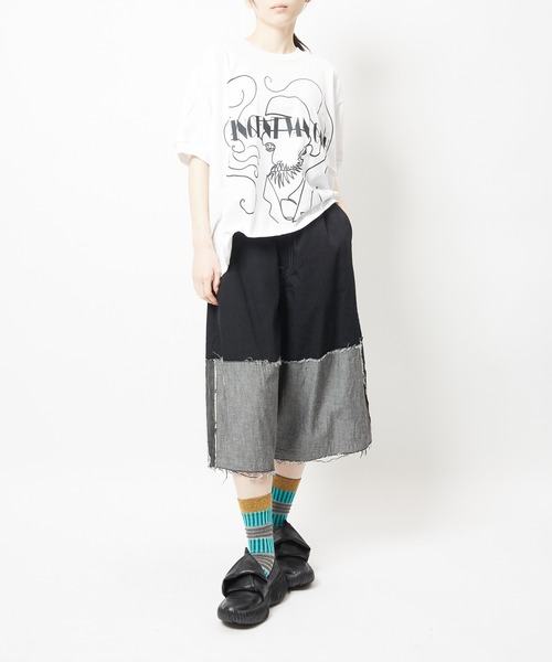 gomme(ゴム)の「切替デニムパンツ(デニムパンツ・レディース・ブラック/インディゴブルー・MEDIUM)」の7枚目の写真