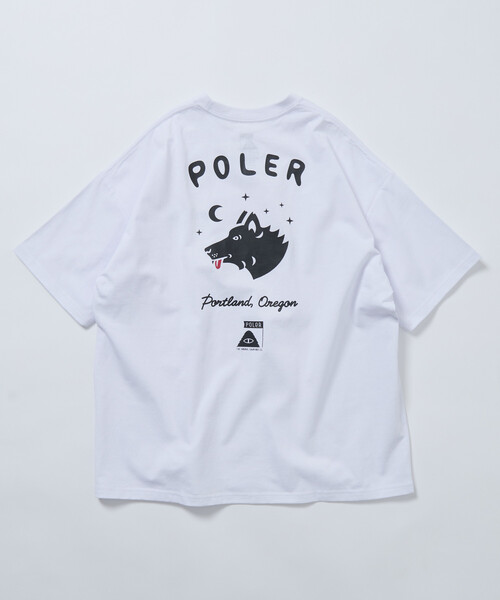FREAK'S STORE(フリークスストア)の「限定展開 POLeR×FREAK'S STORE/ポーラー 別注 ビッグシルエット ウルフフェイス バックプリント Tシャツ(Tシャツ/カットソー・メンズ・ブラック/ホワイト/アッシュグレー/スミクロ・MEDIUM/SMALL/LARGE)」の5枚目の写真
