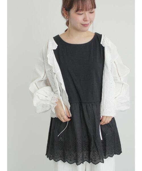 Samansa Mos2（サマンサ モスモス）の「裾スカラップレースノースリーブインナー（Tシャツ/カットソー・レディース・ブラック/オフホワイト・F）」の19枚目の写真