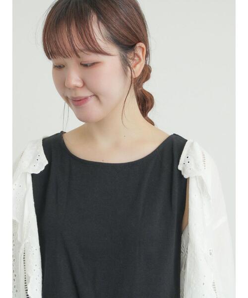 Samansa Mos2（サマンサ モスモス）の「裾スカラップレースノースリーブインナー（Tシャツ/カットソー・レディース・ブラック/オフホワイト・F）」の17枚目の写真